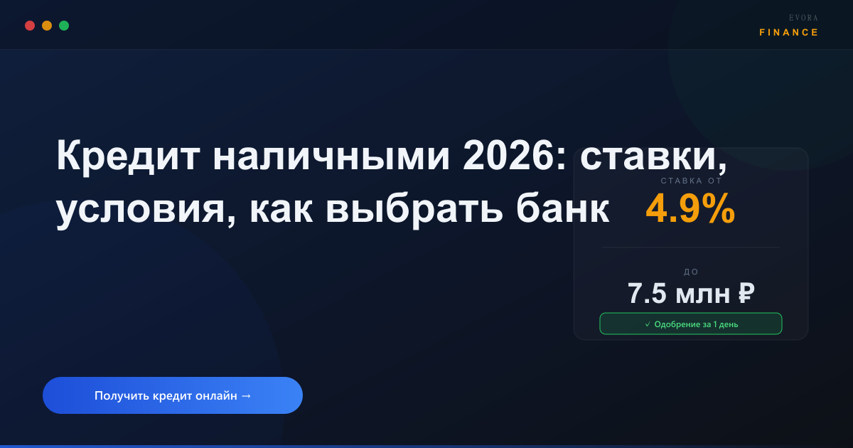 Кредит наличными 2026 — ТОП банков