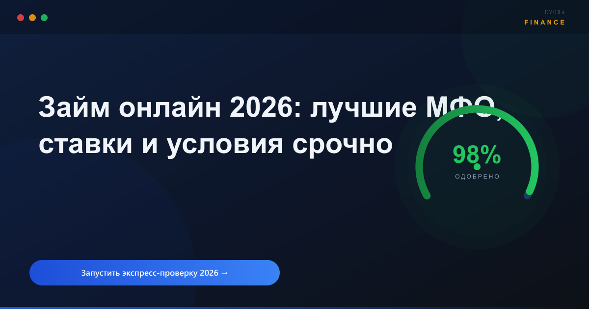 Лучшие МФО 2026 — займ онлайн срочно без отказа