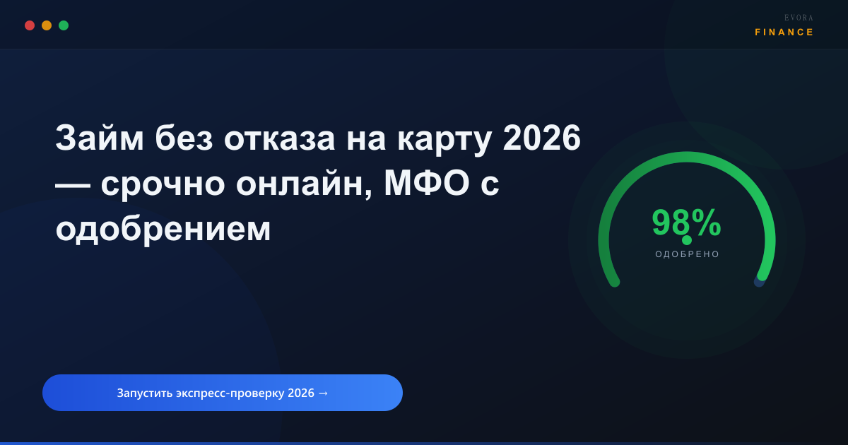 Займ без отказа на карту 2026